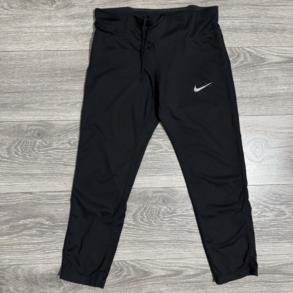 Nike Dri Fit Size Medium Cropped Stretchy Leggings Womens Athletic Drawnstring